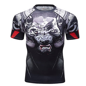 T-shirt compression - Black wolf