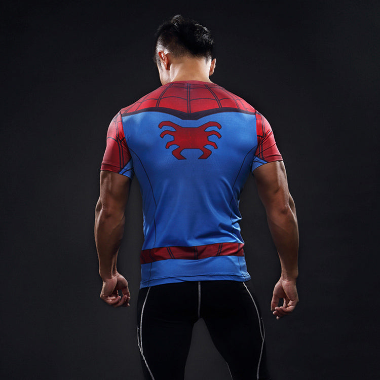 T Shirt Compression homme Red Musculation Super Hero fashion musculation